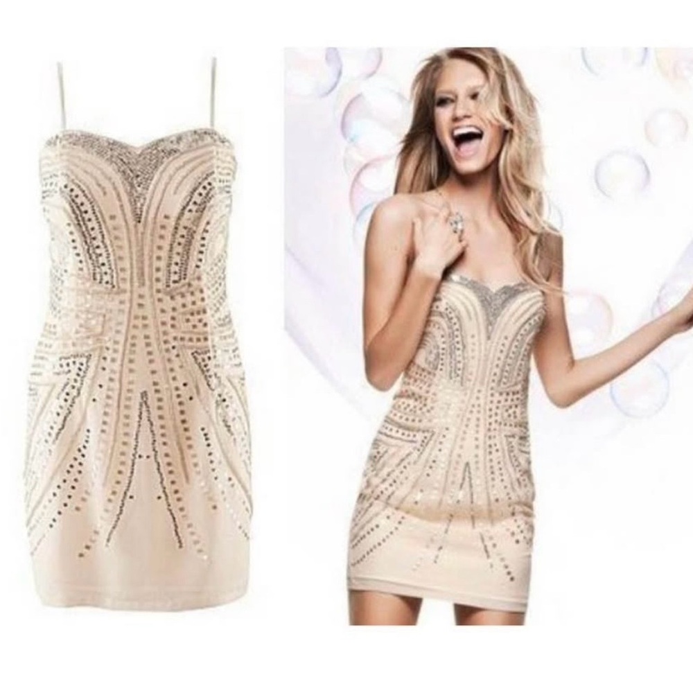 HM Strapless Nude Gold dress